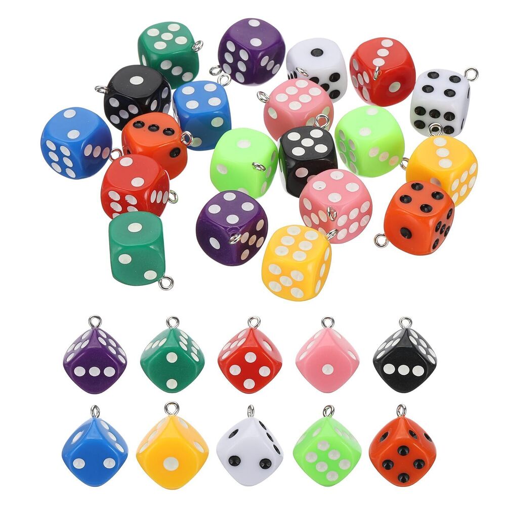 8080 Jewelry Making Charm Bulk, 20 Pcs Acrylic Mini Dice Pendants, Mix